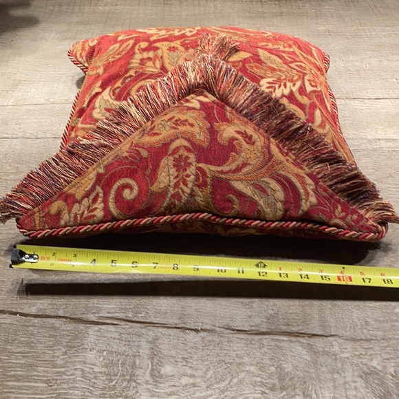 Chenille red, hold and tan accent pillows - Picture 6 of 9